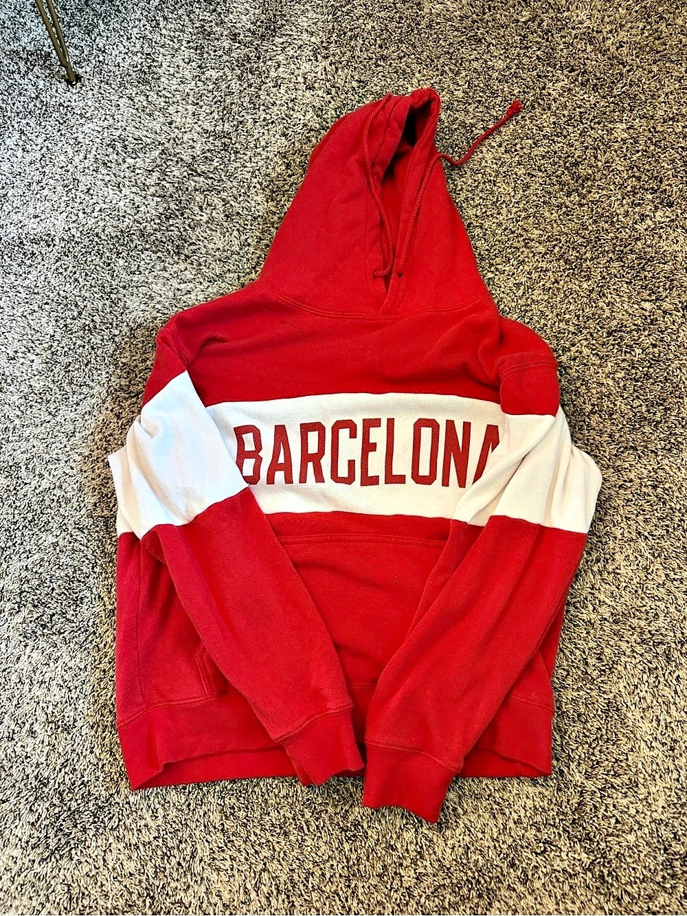 Brandy Melville Barcelona Hoodie in Red & White